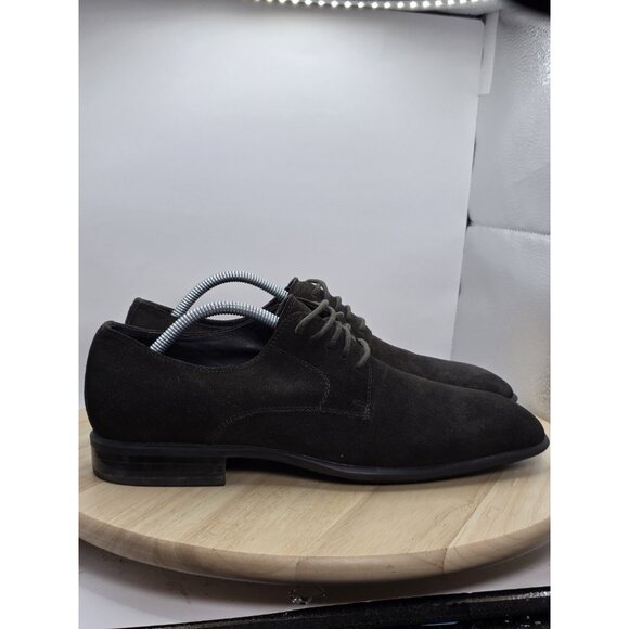 Donald J Pliner Dougy-81 Mens 9M Dark Brown Suede Leather Lace Up Dress Shoes - Picture 3 of 10